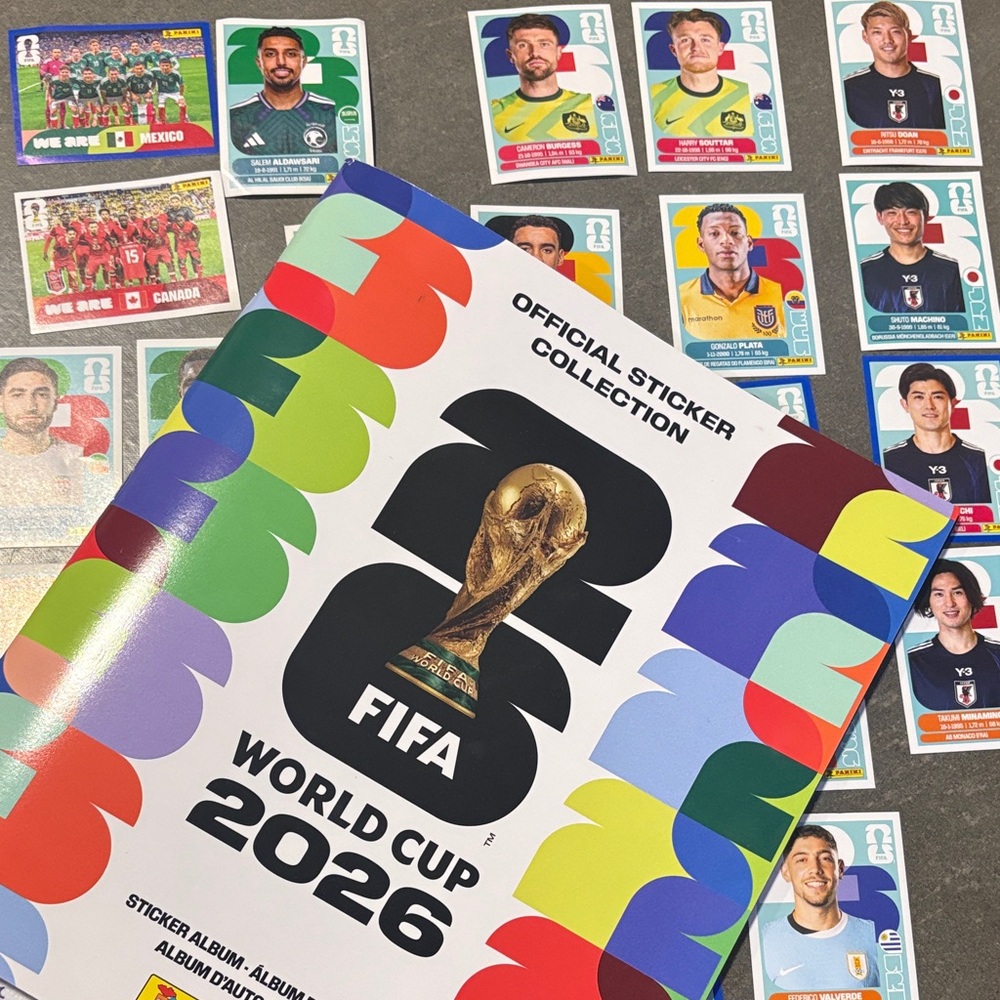 Panini World Cup 2026 NEW Sticker Album plus 27 Stickers! (2 team/25 portraits)